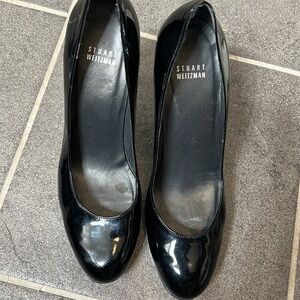 Stuart Weitzman platform patent leather shoes pumps womens Sz 9 black office